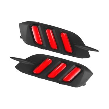 Imagem de Hihaha Refletor de para-choque traseiro LED luz traseira de freio de neblina vermelha para Honda Civic Sedan 2016-2019 Lente vermelha de plástico (conjunto de 2) material durável