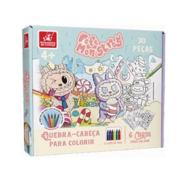 Imagem de Brincadeira de Criança Quebra-Cabeça Infantil Fofo Monstros 30 Peças para Colorir