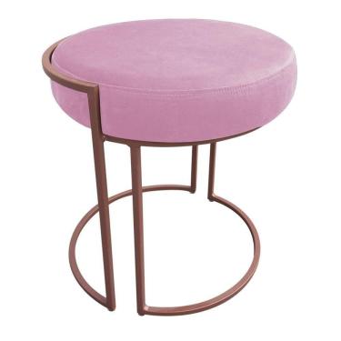 Imagem de Puff Love Suede Base Cobre D\`rossi Cor Rosa Bebê