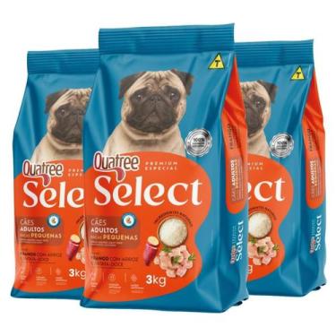 Imagem de Kit 3 Ração Quatree Select Cães Raças Pequenas Frango 3Kg