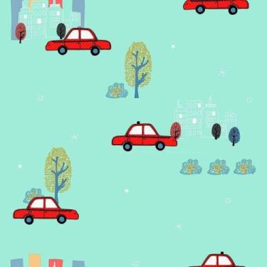 Imagem de Papel De Parede Infantil De Carros, Vermelho Com Azul Claro - OUTRAS M