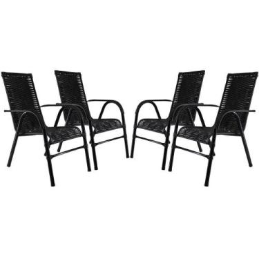 Imagem de Kit Com 4 Cadeiras Bela Fibra Sintética Preto - PANERO MÓVEIS