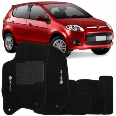 Imagem de Tapete Carpete Novo Fiat Palio 2012 à 2018 Preto Logo Bordado Jogo 5 P
