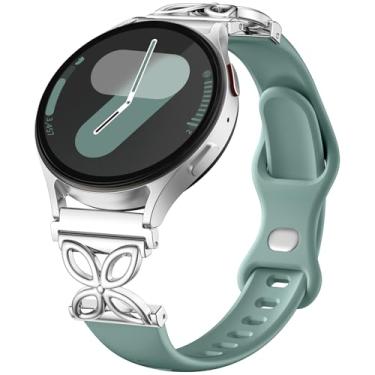 Imagem de IMIVIO Pulseiras de silicone finas compatíveis com Samsung Galaxy Watch 7 6 5 4 Active 2 FE de 40 mm e 44 mm/Watch 6 4 Classic/5 Pro/3, pulseira esportiva fina de 20 mm e 22 mm (pinho)