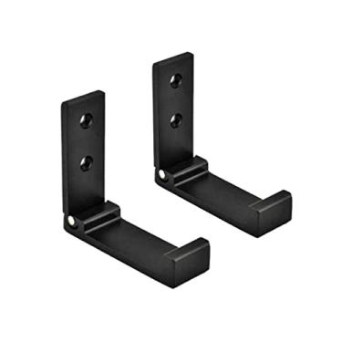 Imagem de Cabide de parede para cabide de alumínio, sem furos, montado na parede, criativo, dobrável, gancho de metal, retrátil para parede, 2 peças, suporte para parede (preto)