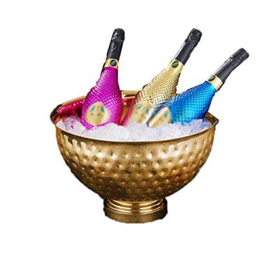 Imagem de Balde de gelo, 1 peça, balde de gelo de aço inoxidável 304, tigela de champanhe de parede dupla, balde de gelo para bar, vinho, cerveja, refrigerador de bebida fria (dourado sem orelha)