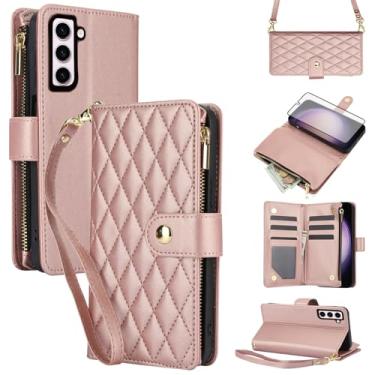 Imagem de Asuwish Capa de telefone para Samsung Galaxy S23 5G com protetor de tela de vidro temperado e carteira com zíper, suporte para cartão, acessórios de celular S 23 23S GS23 G5 SM-S911U 6,1 polegadas