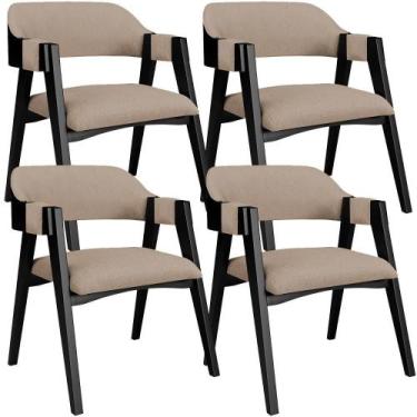 Imagem de Kit 4 Cadeiras Sala De Jantar Estar Living Estofada Suran L02 Preto Li