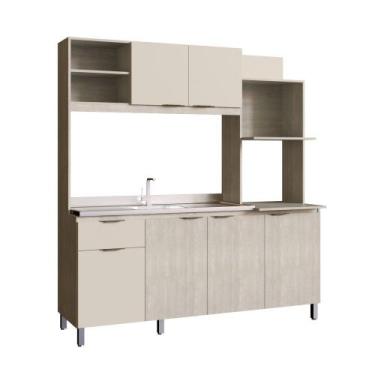 Imagem de Cozinha compacta dalia 180cm 6 portas 1gaveta grigio/areia cadorin - M