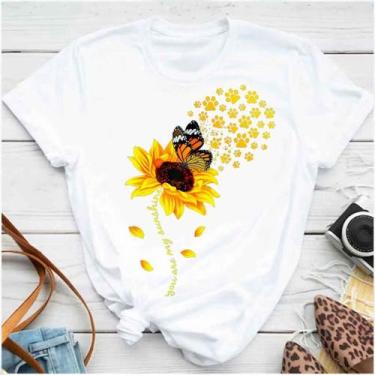 Imagem de Blusa T-shirt Camiseta Feminina Estampada -Girassol- Várias Estampas  