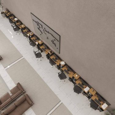 Imagem de Conjunto De Escritório Tech 9 Livreiro E 10 Mesas 90cm - Via - Preto E Cedro Preto E Cedro