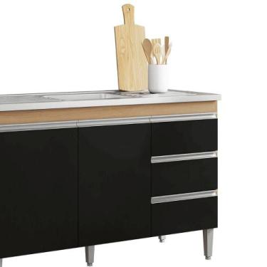 Imagem de Balcão Gabinete De Pia Para Cozinha Sem Tampo 120cm Andréia Amêndoa/pr