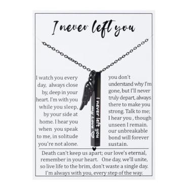 Imagem de JINGMARUO Presentes de simpatia Colar com asas de anjo I Never Left You Memorial Bereavement Keepsake for Loss of Loved One, standard, Metal, Sem Pedra Preciosa
