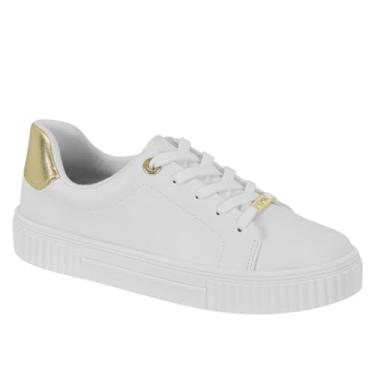 Imagem de Tênis Feminino Vizzano Flatform – Branco com Calcanhar Metalizado Dourado, Estiloso e Confortável - 37