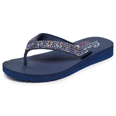 Imagem de Skechers Chinelo feminino para meditação, brilho noturno, Azul marinho/multi, 38