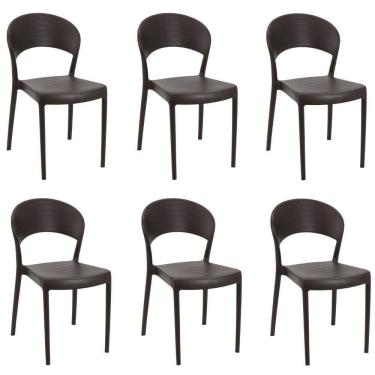 Imagem de Kit 6 Cadeiras Sissi Encosto Fechado Marrom Tramontina 92046/419