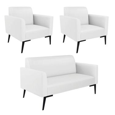 Imagem de Sofá Namoradeira Com 2 Poltronas Pés Villach Marisa Corino D03 - D\'rossi Cor Branco