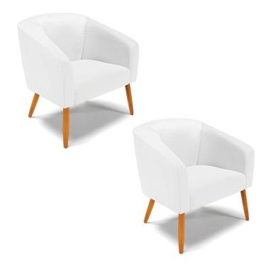 Imagem de Cadeira Sala De Jantar Pé Palito Castanho Kit 2 Stella Sintético D03 - D'rossi Cor Branco