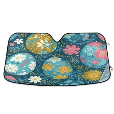 Imagem de Blueangle Para-brisa de carro Easter Eggs Protetor solar para carros - Proteção UV dobrável, ajuste universal 139.7 cm x 70.1 cm protetor de para-brisa frontal (505)