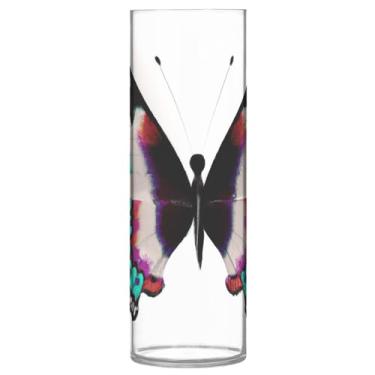 Imagem de JUZIHAI Vaso de borboleta colorido para flores 9,9 cm x 30 cm cilindro de plástico moderno vaso de flores para centro de mesa de casamento decoração de casa