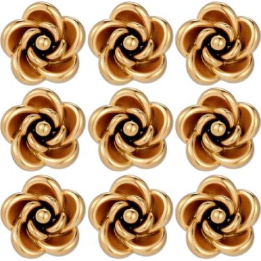 Imagem de SUNNYCLUE 1 caixa 10 peças de contas de flor rosa dourada 3D contas de rosa 10 mm antigo 304 de aço inoxidável detalhado pétala floral com espaçadores soltos de orifício de 1,4 mm para fazer joias