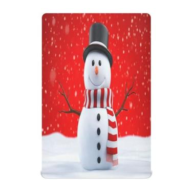 Imagem de Qilmy Lindo lençol de bebê de Natal com boneco de neve, macio, respirável, de microfibra elástica, lençol com elástico para meninos e meninas, miniberço, 99 cm x 68,5 cm, capa de colchão infantil