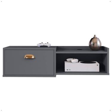 Imagem de Rack Suspenso Home TV 32" Bancada Flutuante Canadá 90cm Porta Nicho Eletrônico Sala Quarto Pequeno - Lojas RPM