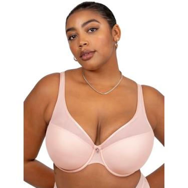Imagem de Curvy Couture Sutiã feminino sexy de malha transparente plus size, Rosa rosada, 36H