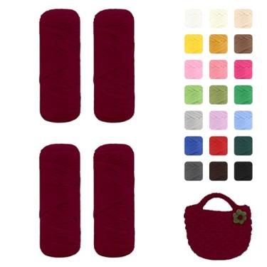 Imagem de Maxee Pacote com 4 fios de camiseta premium (200 g/75 m cada), fio de fita macia para crochê e tricô - cor intensiva e fácil de cuidar