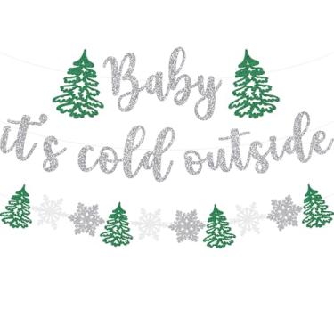 Imagem de Baby It's Cold Outside Banner Decoração de Natal Chá de Bebê Inverno Férias Floco de Neve Bem-vindo Artigos de Festa Recém-nascido