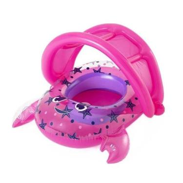 Imagem de Bote Infantil Caranguejo Rosa Boia Inflável Com Cobertura - Bestway