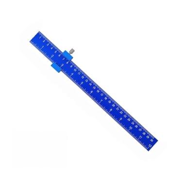 Imagem de 1 régua de bolso para marcenaria de alumínio para madeira com batentes deslizantes em polegadas e métricos