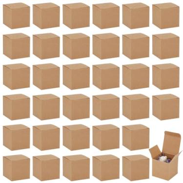 Imagem de BENECREAT 80 caixas de presente marrons, caixas de papel kraft de 5 x 5 cm com tampas, caixa quadrada de cubo para velas, presentes de casamento, aniversário fácil