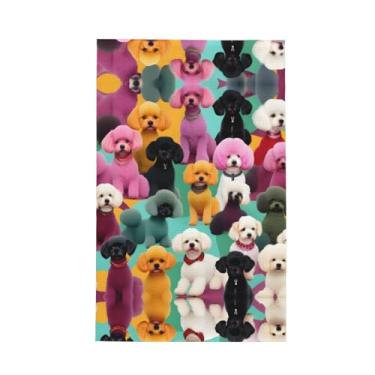 Imagem de XLLingL Poodles Dogs Print Waffle Toalhas de cozinha, panos de prato de microfibra, para decoração e limpeza de cozinha - 1 peça