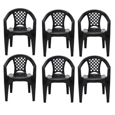 Imagem de Kit 6 Cadeiras Tramontina Iguape Polipropileno Empilháveis Preto