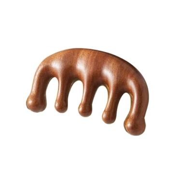 Imagem de Pente de massagem Meridian com cinco dentes sem alça para cabeça pente de sândalo couro cabeludo Meridian Comb Massagem 、pente (médio)