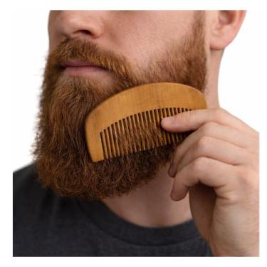 Imagem de Pente de Barba em Madeira Natural  Alinha e Modela - world barber