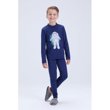 Imagem de Conjunto Térmico Infantil Brilha no Escuro Masculino Marinho - Vida Co