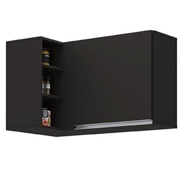 Imagem de Armário Aéreo De Canto Reto Com Nicho Adega Austin Preto - Lumil