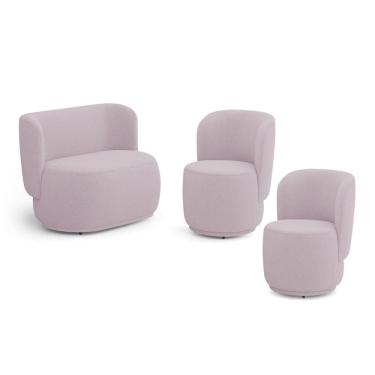 Imagem de Kit 02 Poltronas e 01 Namoradeira Orgânica Molly Bouclê Rosé - Abmaza