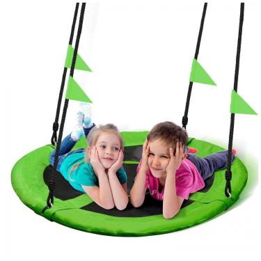 Imagem de Balanço Redondo Saucer 102 cm PACEARTH Verde com Cordas Multi-Fios Ajustáveis Capacidade 408 kg