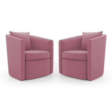 Imagem de Kit 02 Poltronas Decorativas Sala de Estar Aimê Suede Rosa - Abmaza