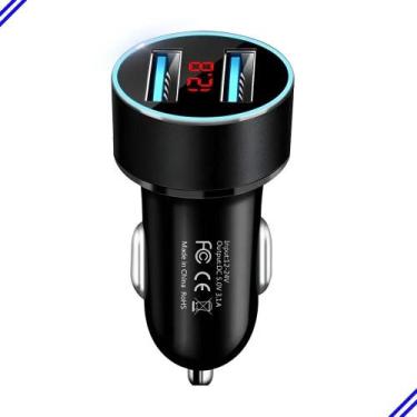 Imagem de Carregador Celular 2 Usb Para Carro Voltímetro Digital Turbo - Congrat