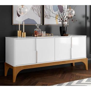 Imagem de Bancada Buffet Amalfi Sala de Jantar 4 Portas - Lukaliam, Branco/Mader