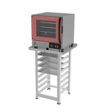 Imagem de Forno Turbo Prp-004 Plus 127v Rosa + Bancada Mes-004 Progás + 4 Assade