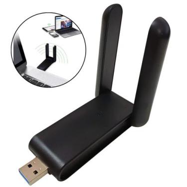 Imagem de Adaptador Wireless USB Para PC Notebook Antena Dupla Internet Estável 