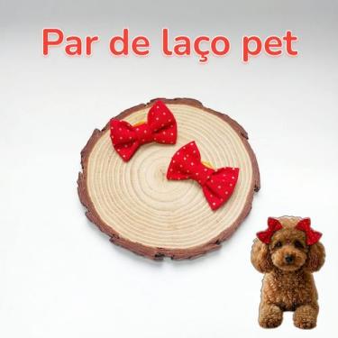 Imagem de kIT DE LAÇO PARA CACHORRO COM ESTAMPA DE BOLINHAS DOURADAS - ACESSÓRIO