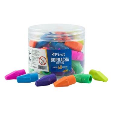 Imagem de Kit Borracha Ponteira Lápis Colorida 48 Unidades Escolar Apagador Pont