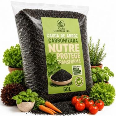 Imagem de Casca Palha De Arroz Carbonizada 50l Substrato Plantas Flor - Ta enrai