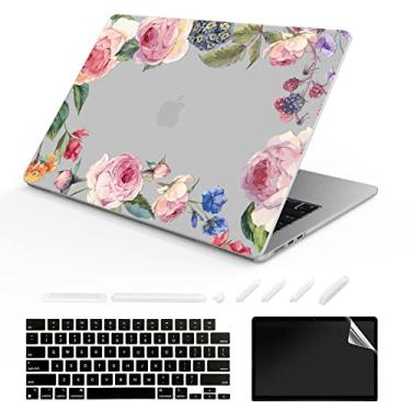 Imagem de ChashenHa Capa para MacBook Air de 13,6 polegadas lançada em 2022 (modelo A2681 M2 Chip) Capa rígida de plástico com impressão UV com protetor de teclado e protetor de tela, Flower-6